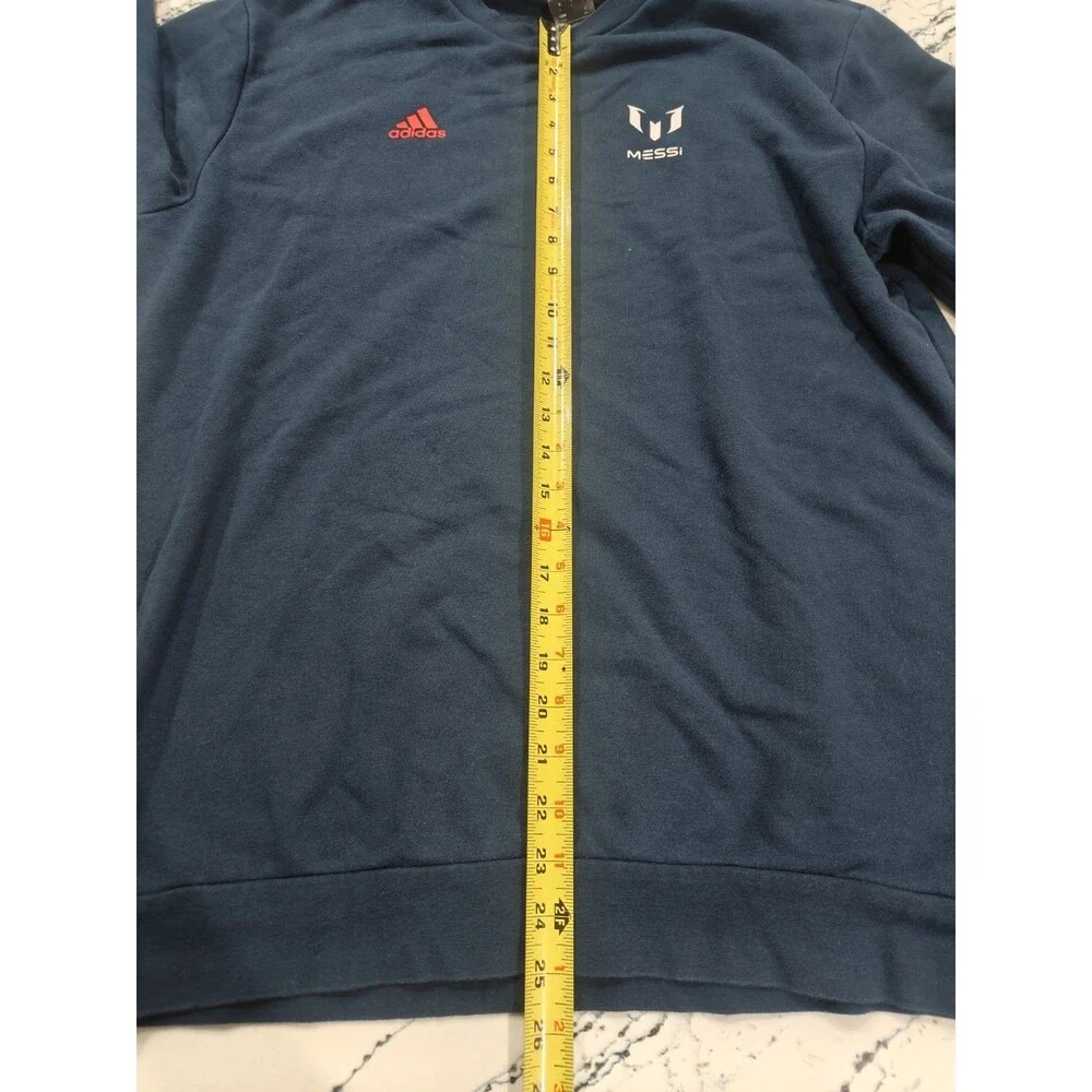Size Large Adidas MESSI Logo Pullover crewneck Graphic Sleeve Blue